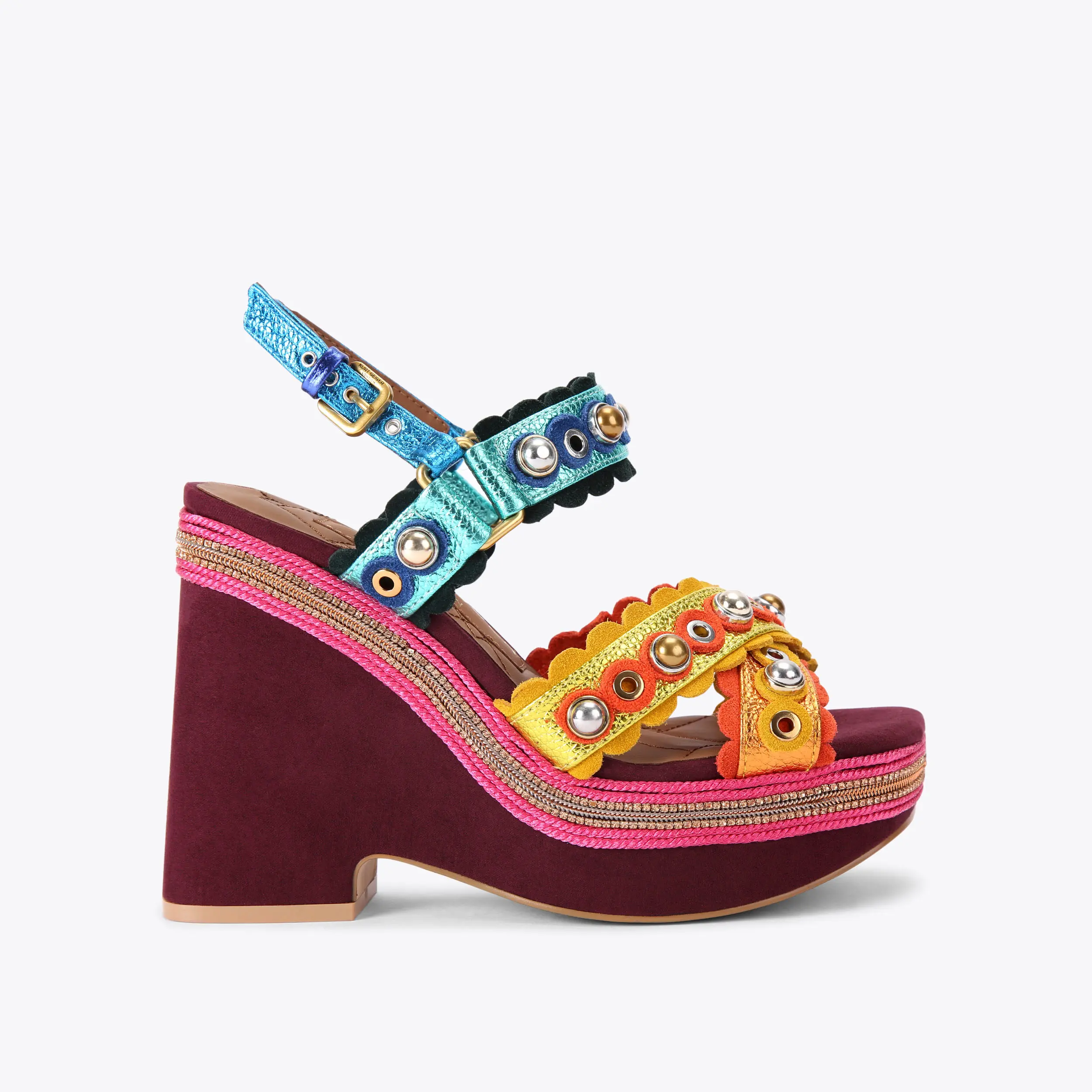 Scalloped Stud Wedge Heel